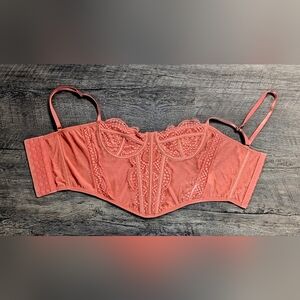 Pacsun LA Hearts Lace Trim Mesh Corset Top Women Size XS Pink Bra